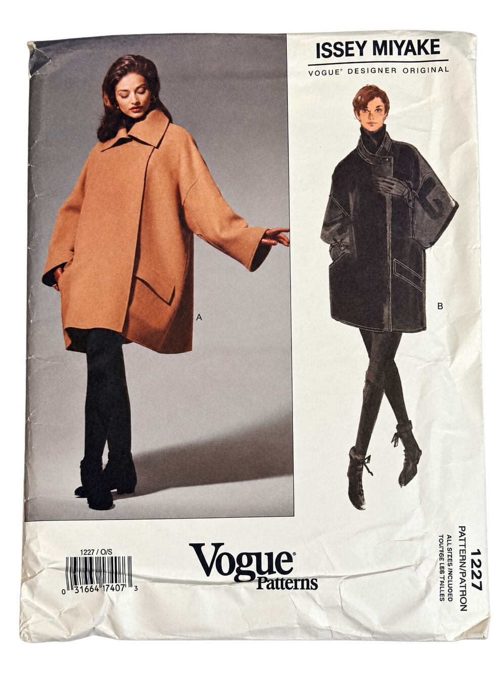 Vtg 1993 Vogue 1227 Issey Miyake Designer Coat Pattern S M L Uncut FF Label